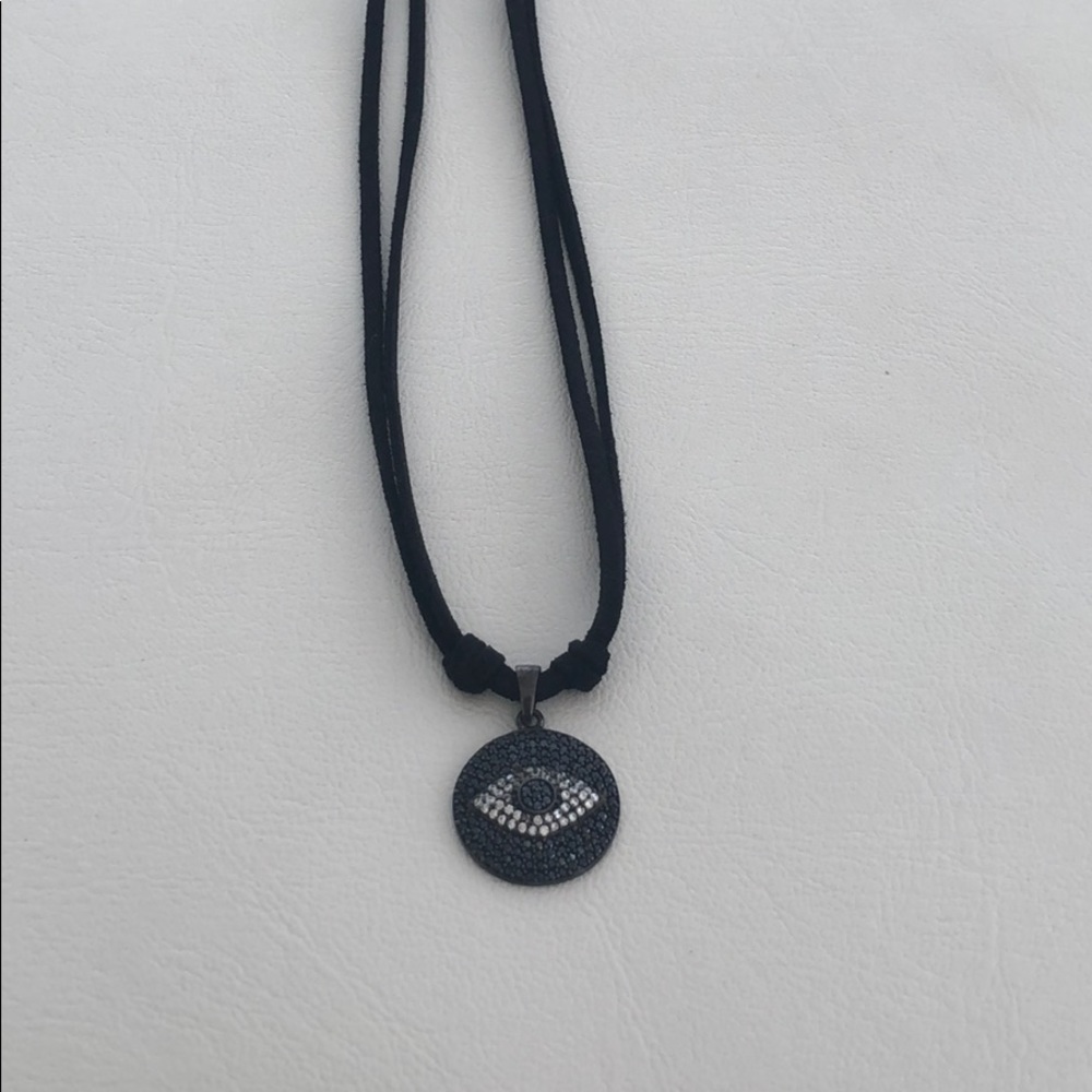 Black diamond evil eye necklace